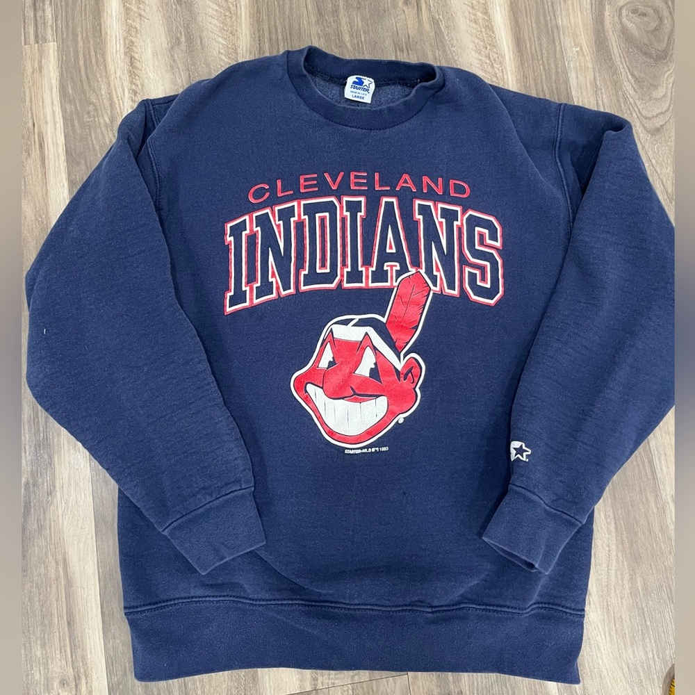 Vintage 1993 Starter Cleveland Indians Chief Wahoo Big Logo Sweatshirt Size L